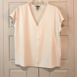 H&M White V-Neck Blouse